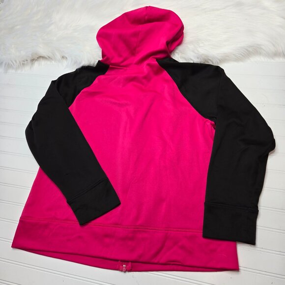 Danskin Now Women's Plus Size 2X 20 Pink Black Long Sleeve Hoodie Full Zip - Picture 2 of 10